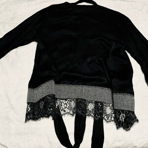 Hale Bob Black Cardigan with Lace Detail